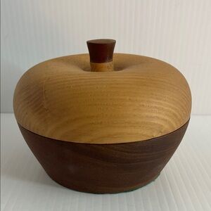 Wooden Apple trinket box container